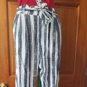 Bershka Elasticated Belt Tie Bohemian Pants